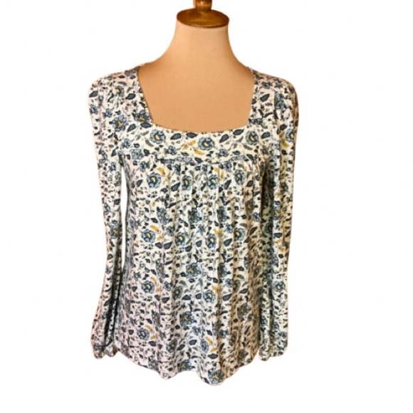 Lucky Brand Feminine Floral Peasant Top - Picture 1 of 11